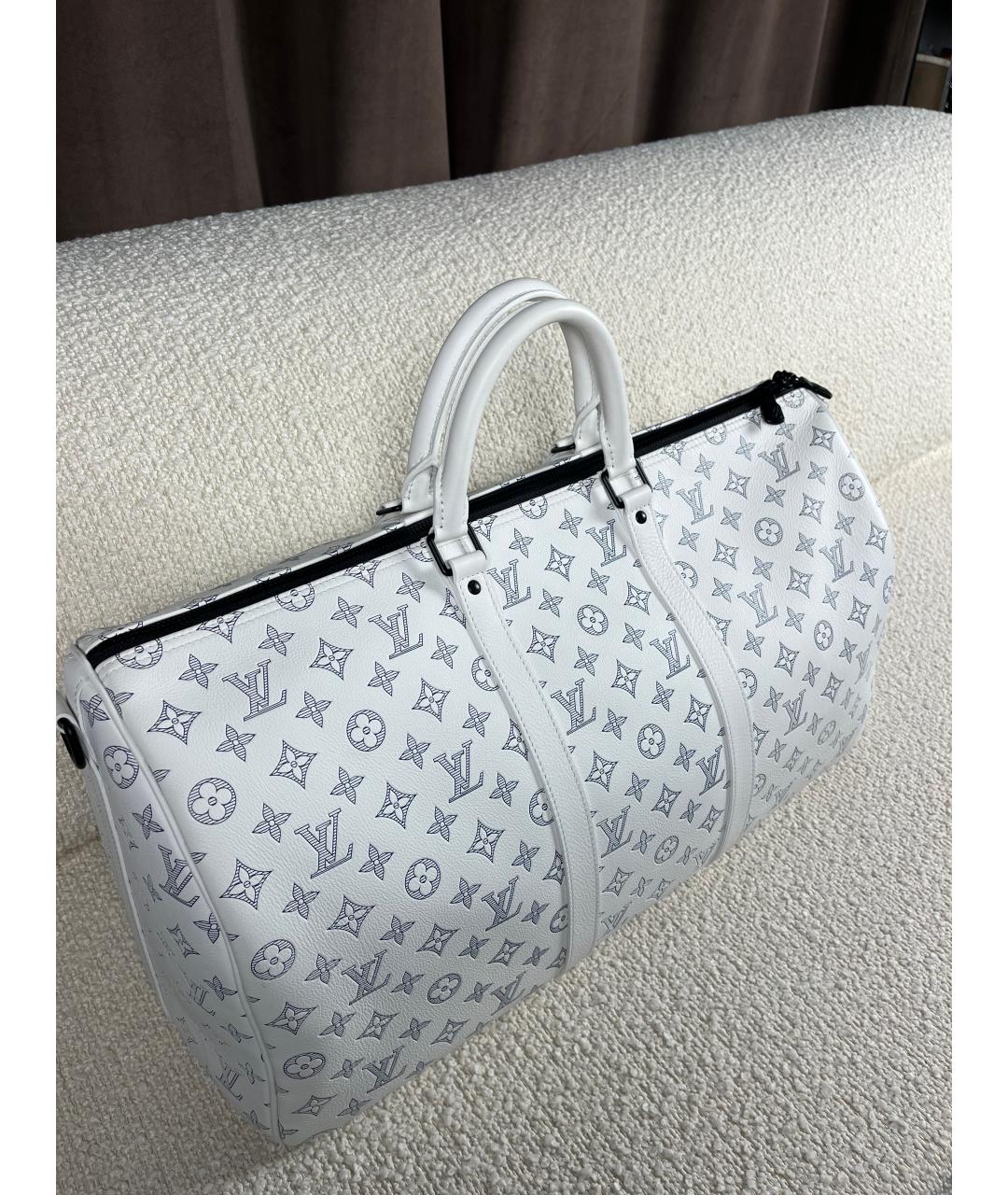 LOUIS VUITTON Белая кожаная дорожная/спортивная сумка, фото 2