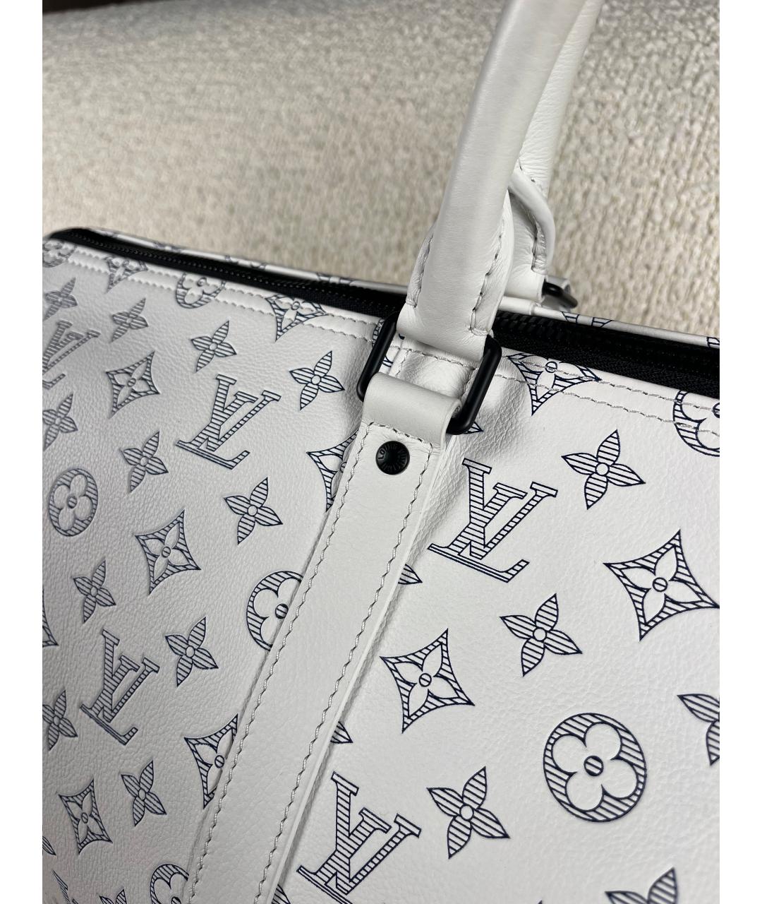 LOUIS VUITTON Белая кожаная дорожная/спортивная сумка, фото 6