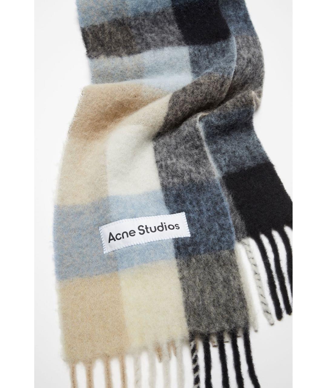 ACNE STUDIOS Голубой шерстяной шарф, фото 3