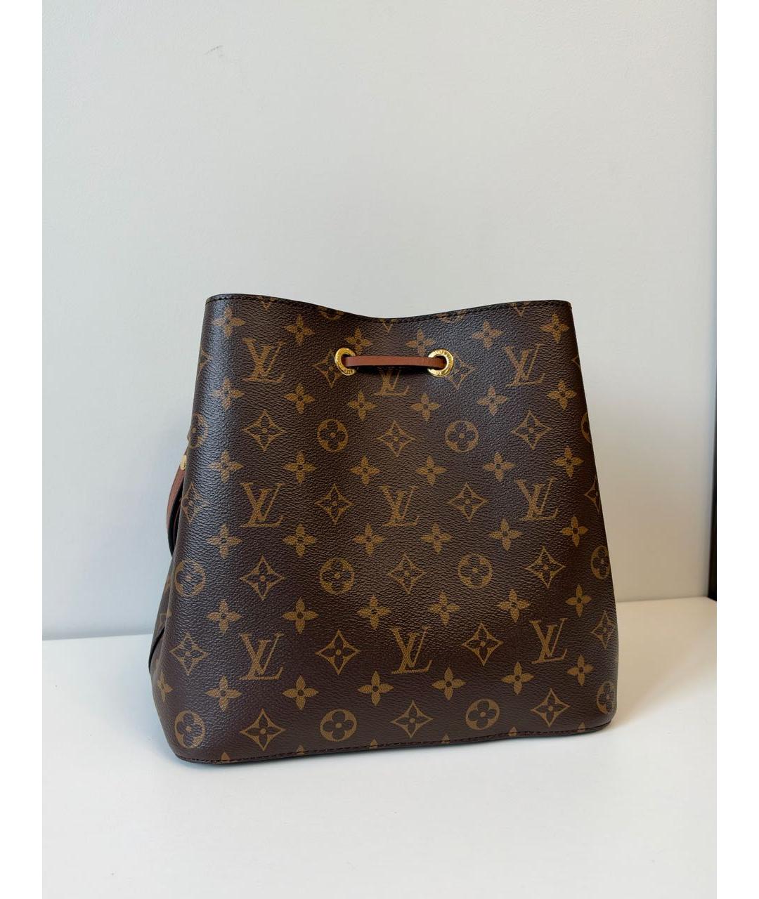 LOUIS VUITTON Коричневая кожаная сумка через плечо, фото 4