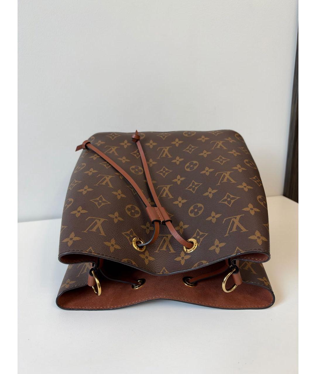 LOUIS VUITTON Коричневая кожаная сумка через плечо, фото 6