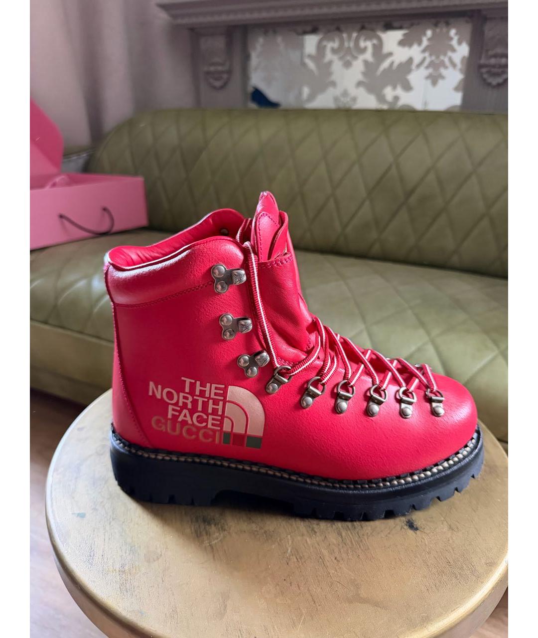 GUCCI Красные кожаные ботинки, фото 9