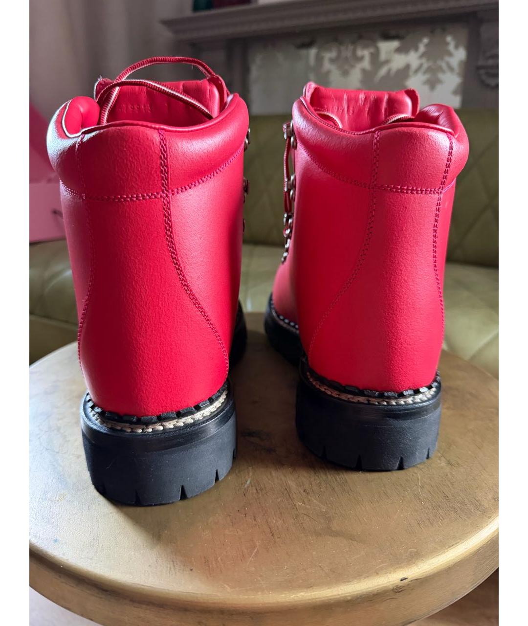 GUCCI Красные кожаные ботинки, фото 4
