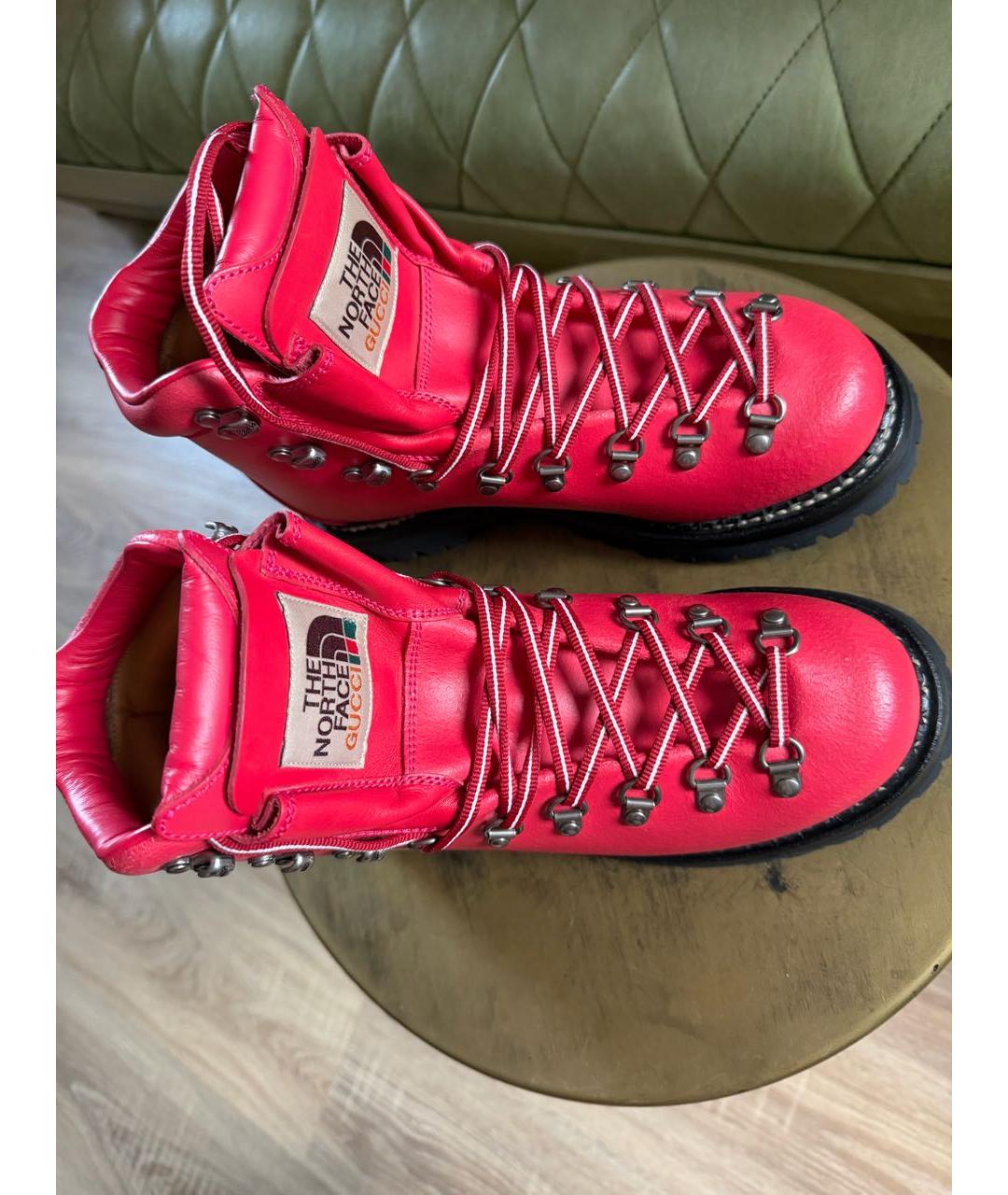 GUCCI Красные кожаные ботинки, фото 3