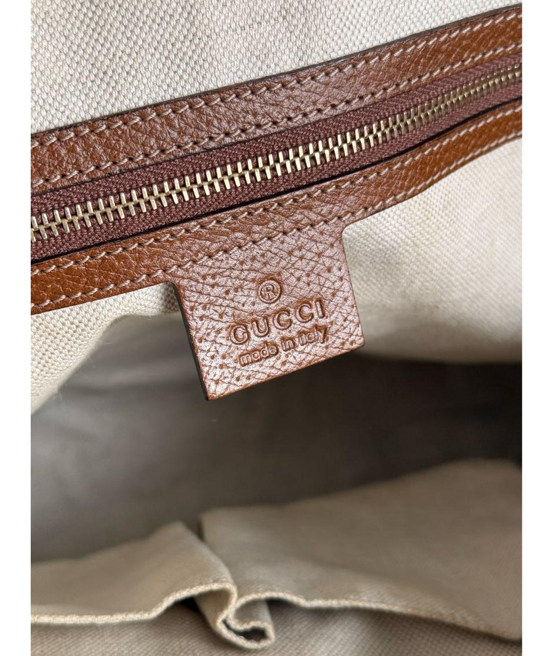 GUCCI Коричневая сумка с короткими ручками из канвы, фото 6