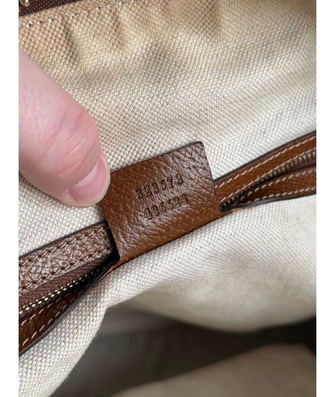 GUCCI Коричневая сумка с короткими ручками из канвы, фото 7