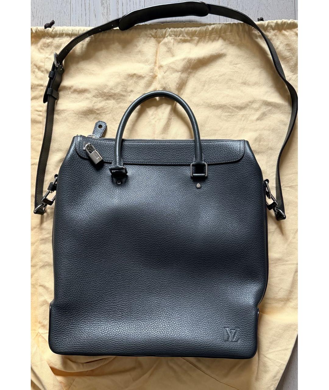 LOUIS VUITTON Антрацитовая кожаная сумка на плечо, фото 2
