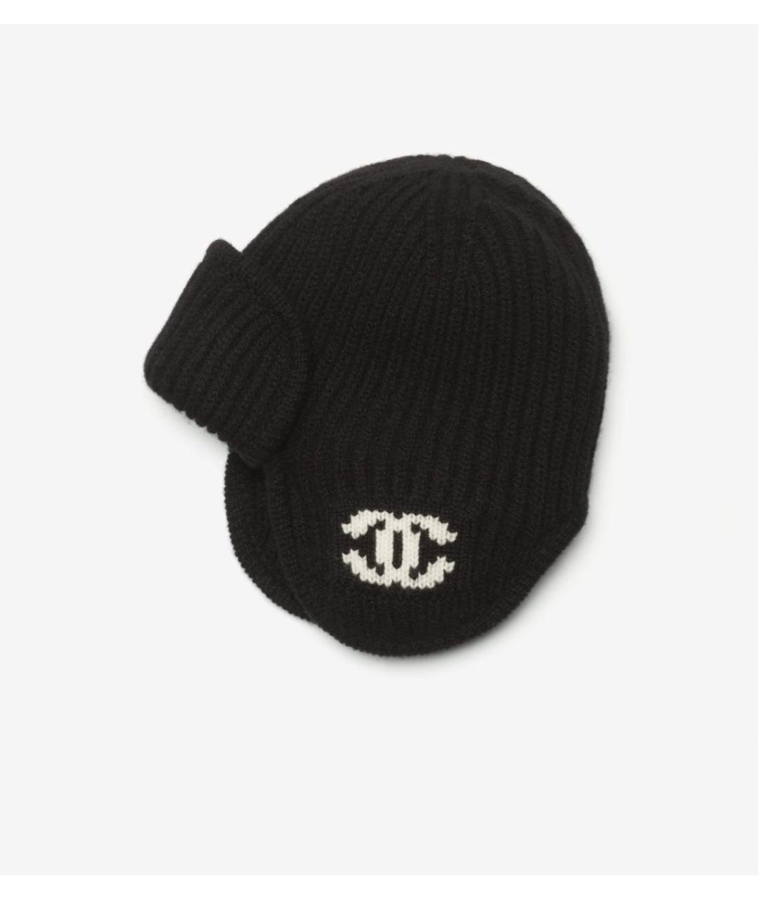 CHANEL Черная шерстяная шапка, фото 2