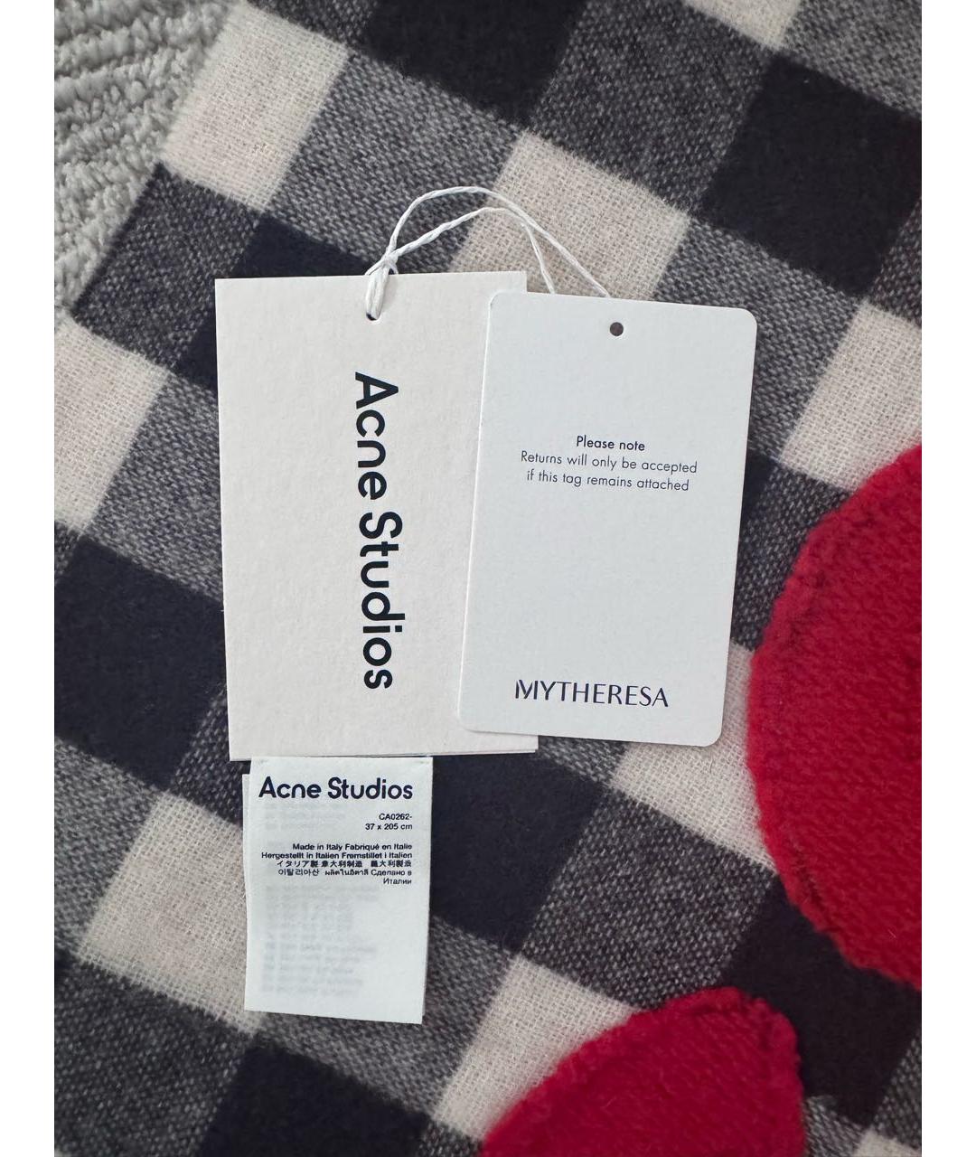 ACNE STUDIOS Серый шерстяной шарф, фото 6