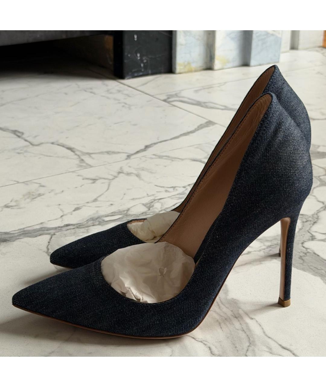 GIANVITO ROSSI Темно-синие текстильные туфли, фото 6
