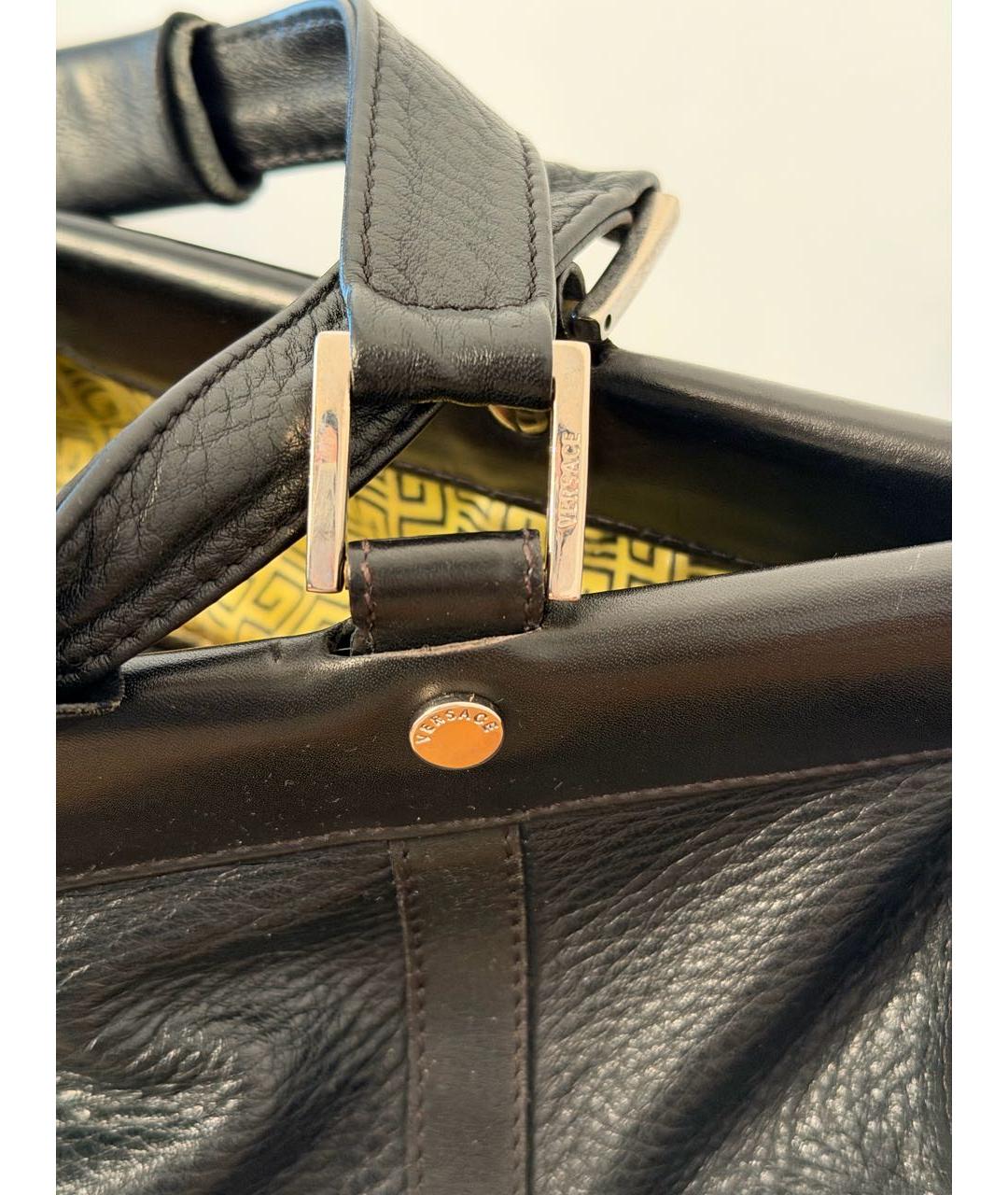 VERSACE Черная кожаная сумка тоут, фото 7