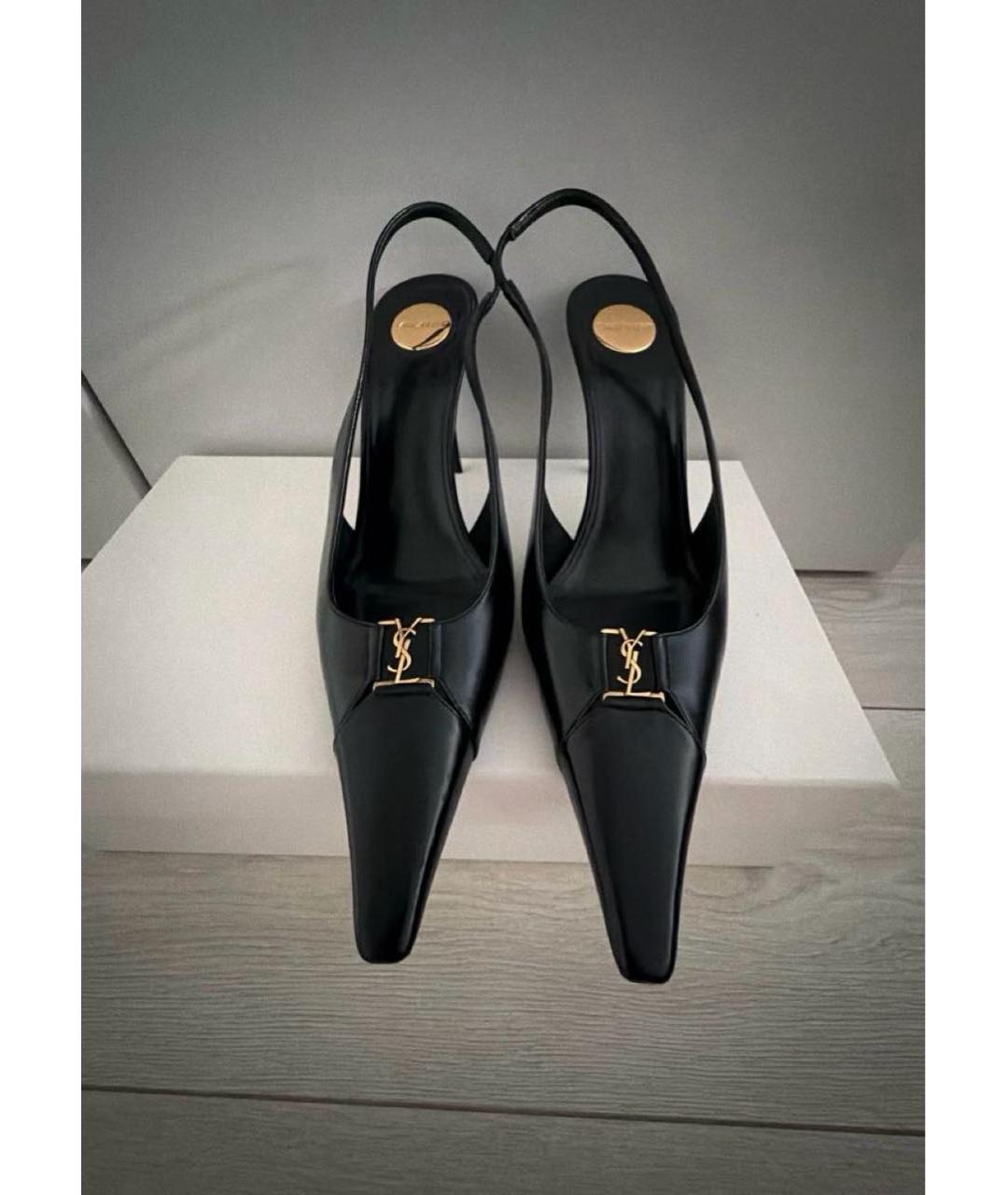 SAINT LAURENT Черные кожаные туфли, фото 2