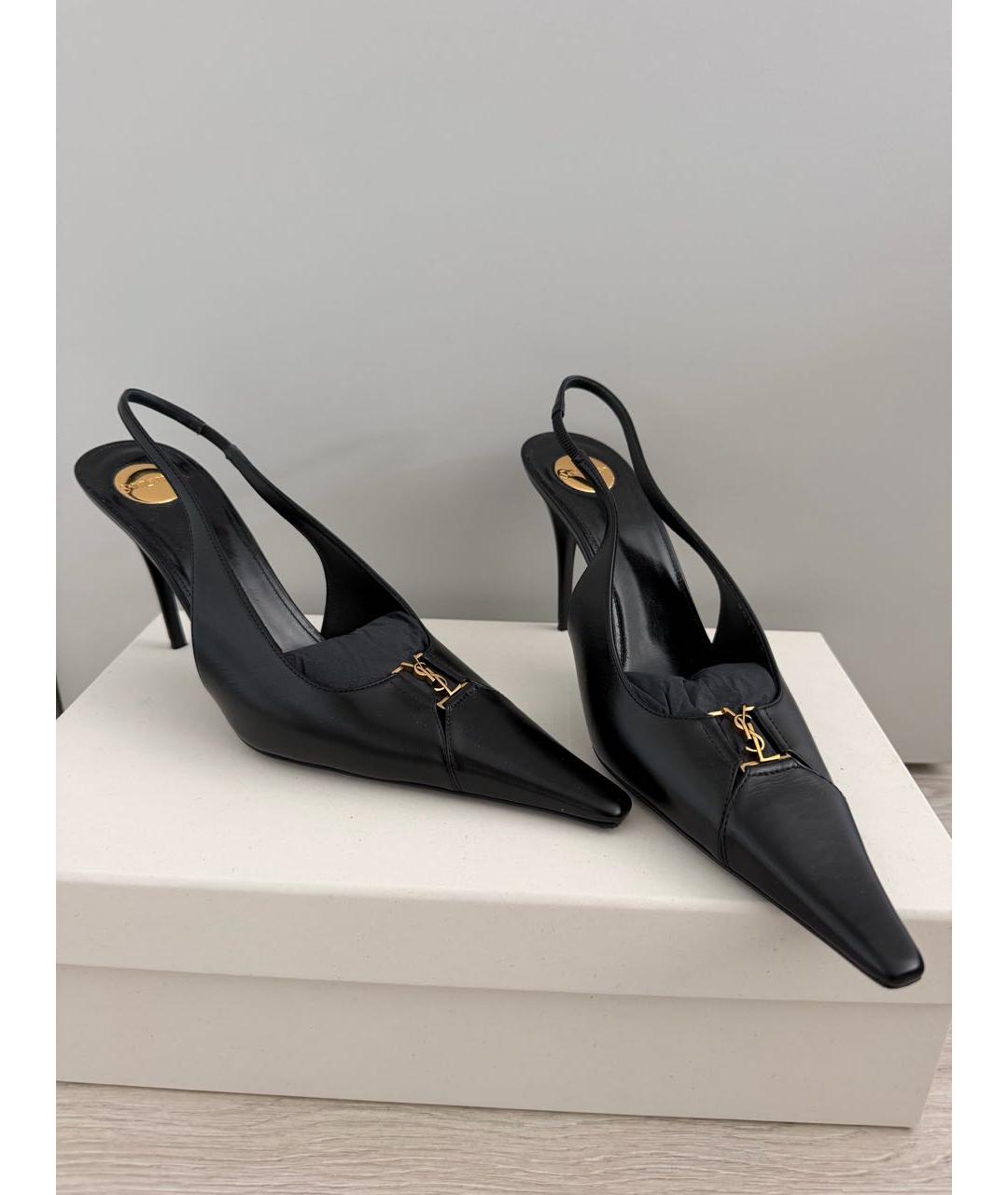 SAINT LAURENT Черные кожаные туфли, фото 5