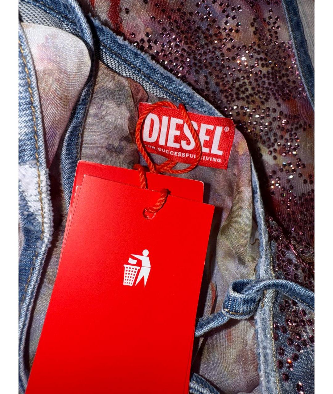 DIESEL Голубое хлопковое коктейльное платье, фото 3