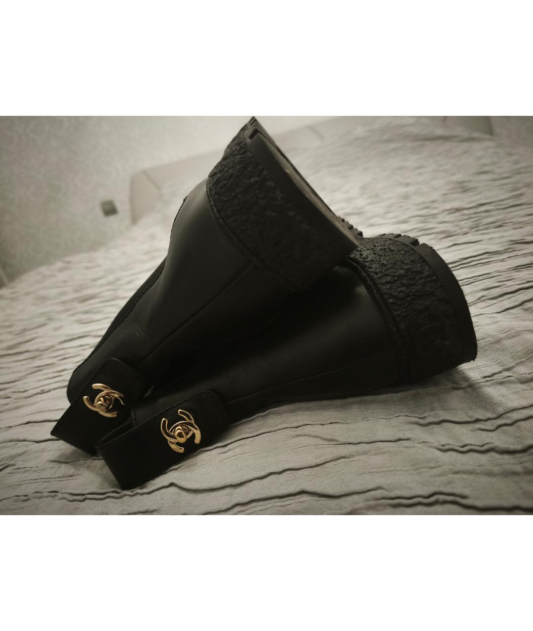 CHANEL Черные кожаные ботинки, фото 4