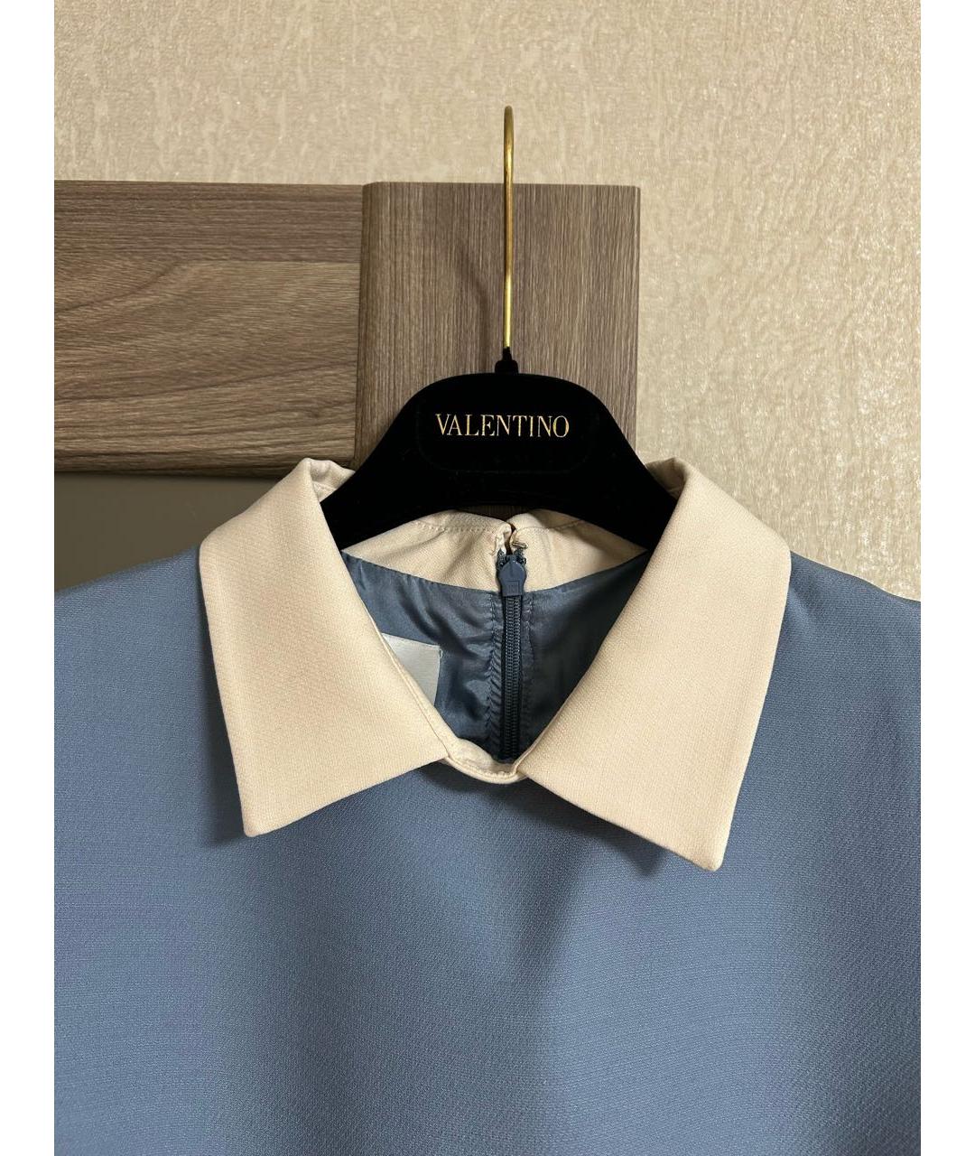 VALENTINO Голубое шелковое повседневное платье, фото 5