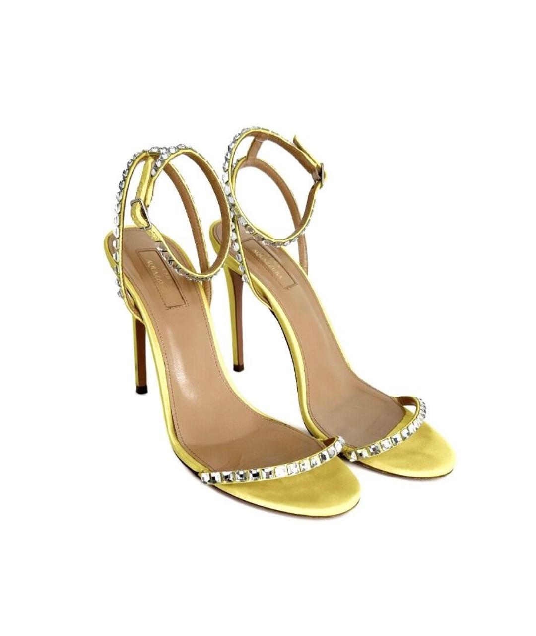 AQUAZZURA Желтые текстильные босоножки, фото 7