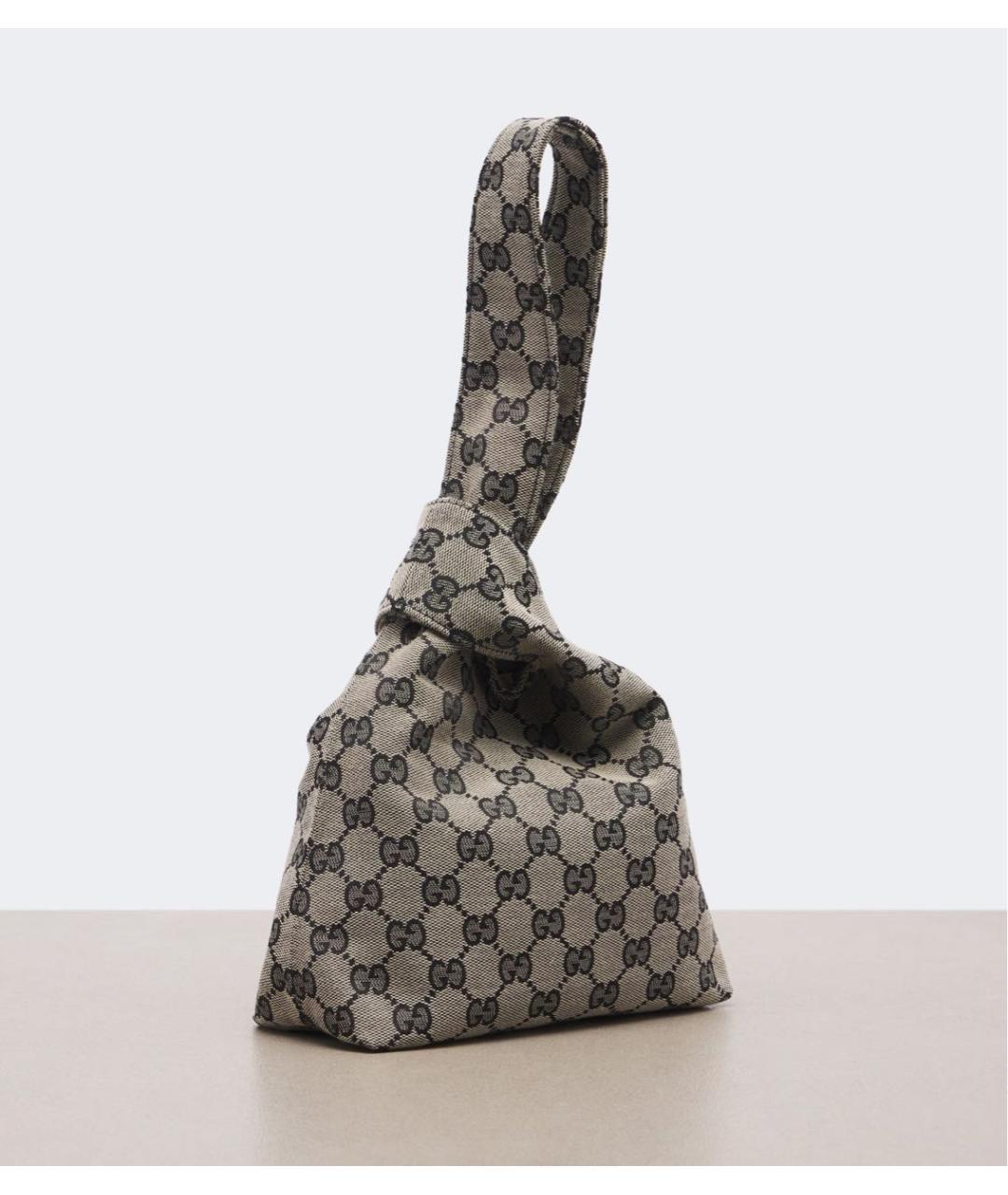 GUCCI Серая тканевая сумка с короткими ручками, фото 3
