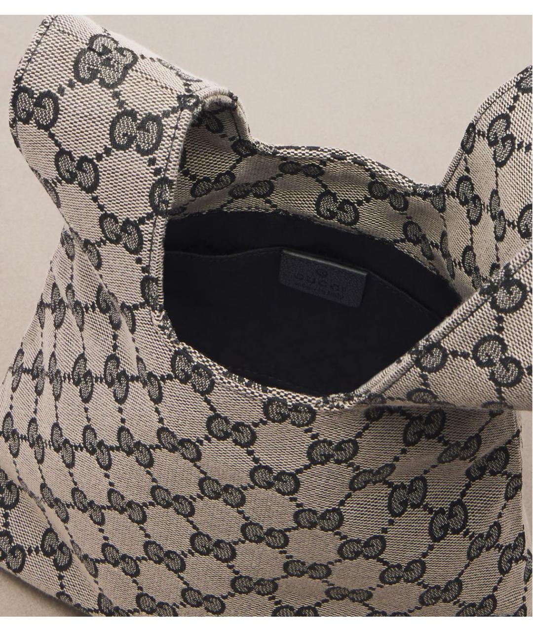 GUCCI Серая тканевая сумка с короткими ручками, фото 4