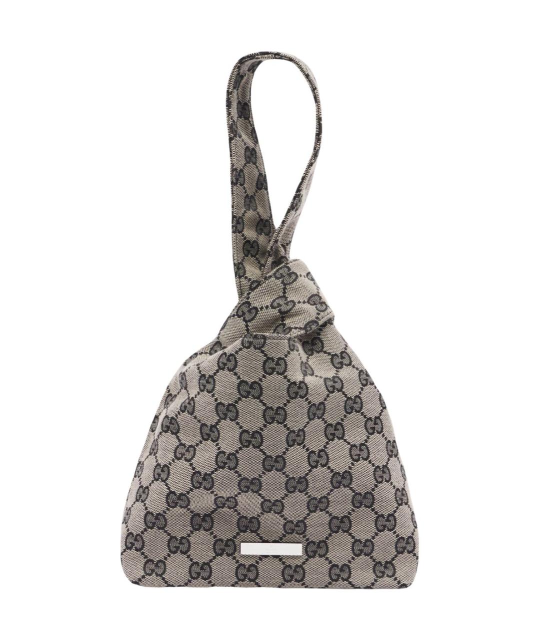 GUCCI Серая тканевая сумка с короткими ручками, фото 1