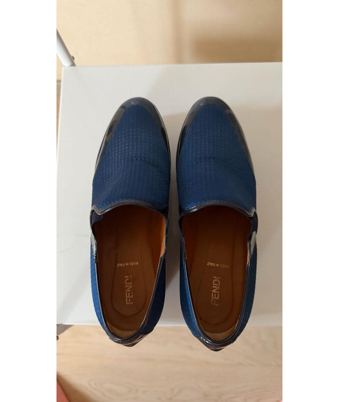 FENDI Синие ботинки из лакированной кожи, фото 3