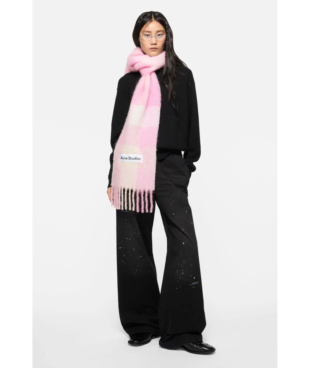 ACNE STUDIOS Розовый шерстяной шарф, фото 2
