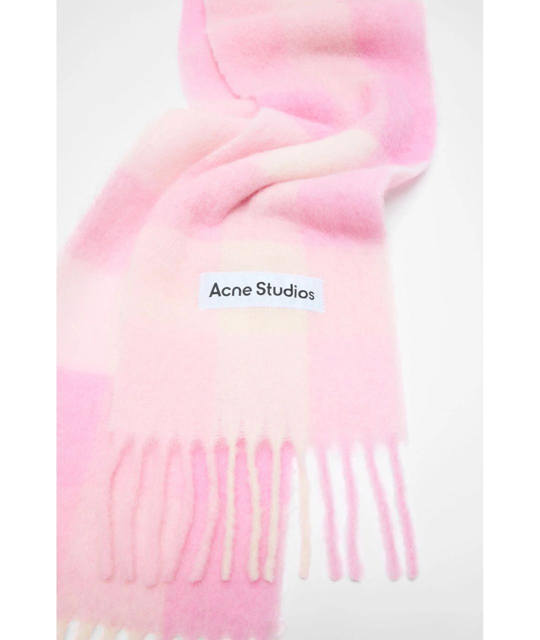 ACNE STUDIOS Розовый шерстяной шарф, фото 3