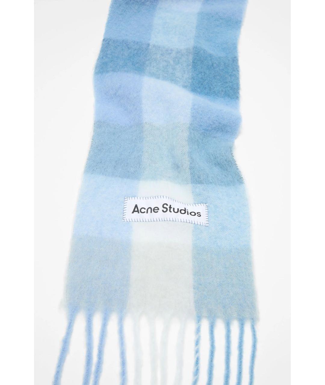 ACNE STUDIOS Голубой шерстяной шарф, фото 3