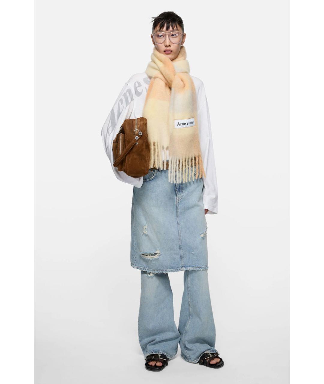 ACNE STUDIOS Желтый шерстяной шарф, фото 2