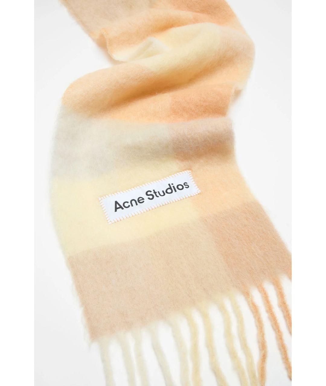 ACNE STUDIOS Желтый шерстяной шарф, фото 3
