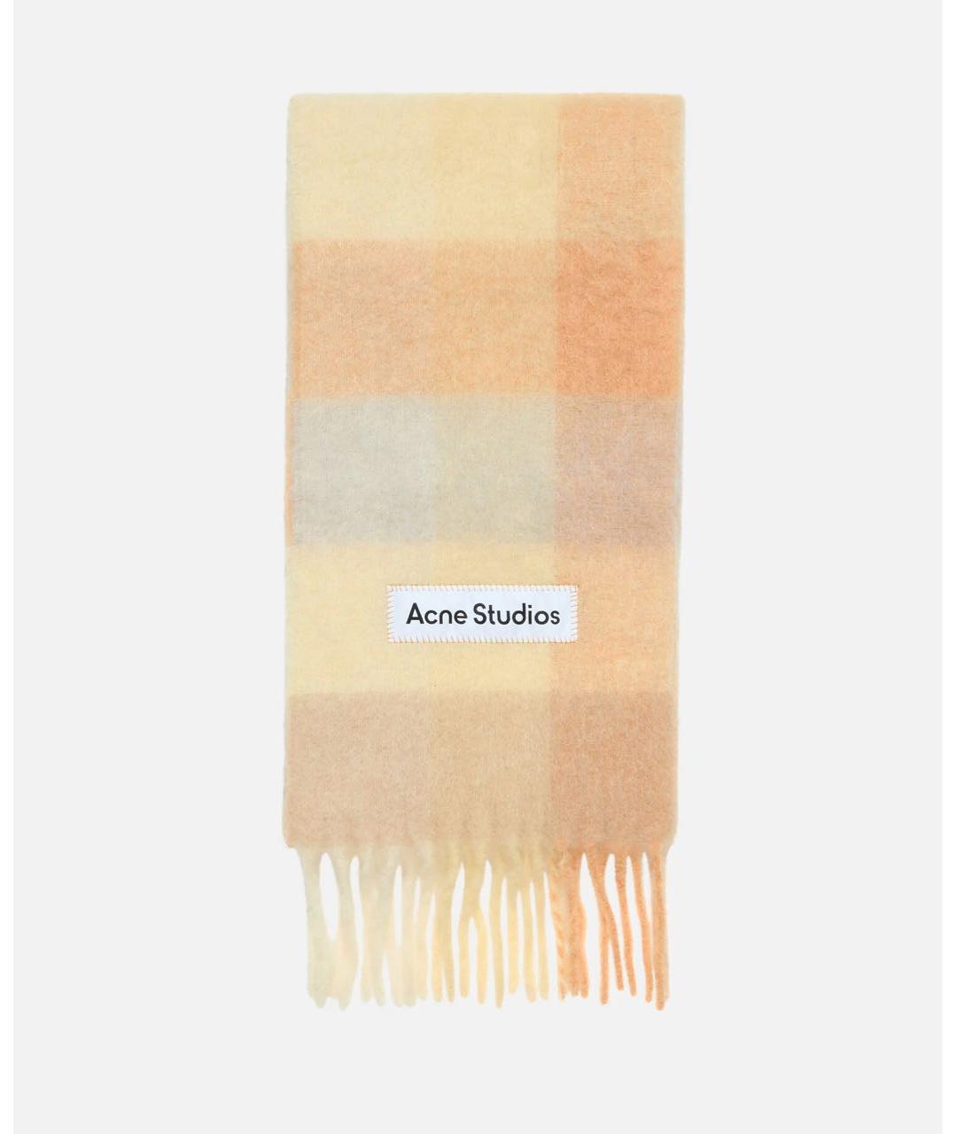 ACNE STUDIOS Желтый шерстяной шарф, фото 5
