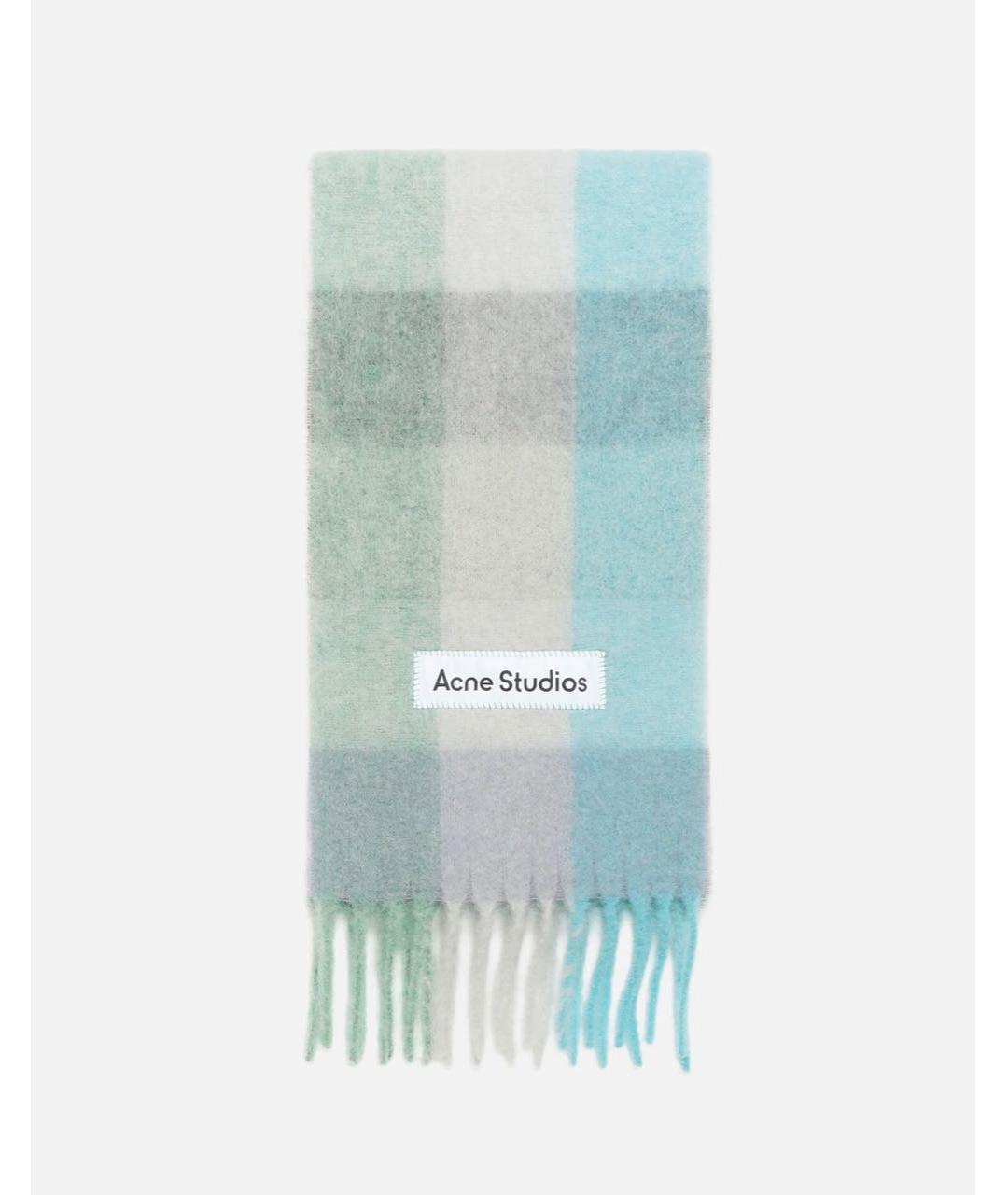 ACNE STUDIOS Бирюзовый шерстяной шарф, фото 5