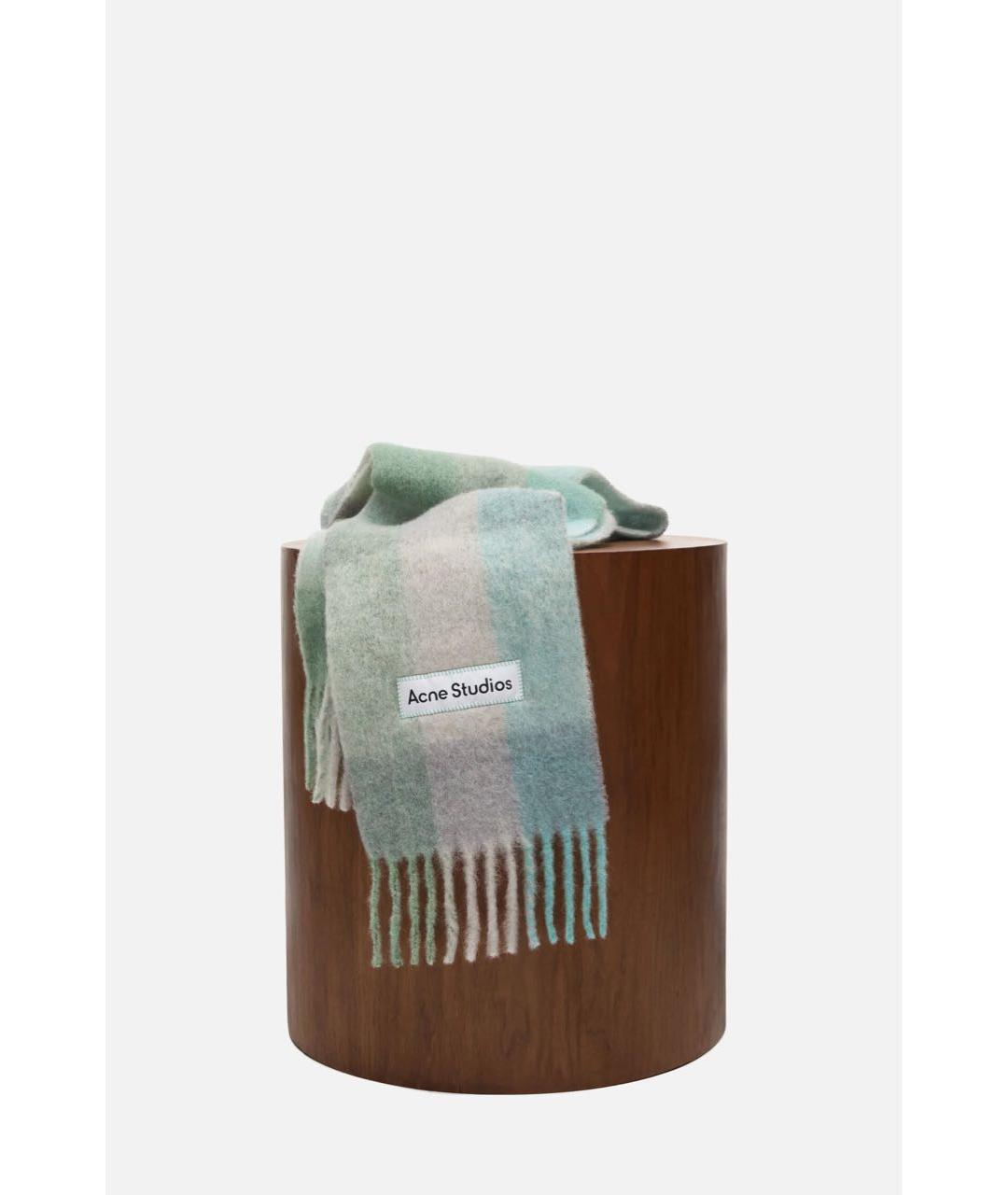 ACNE STUDIOS Бирюзовый шерстяной шарф, фото 2