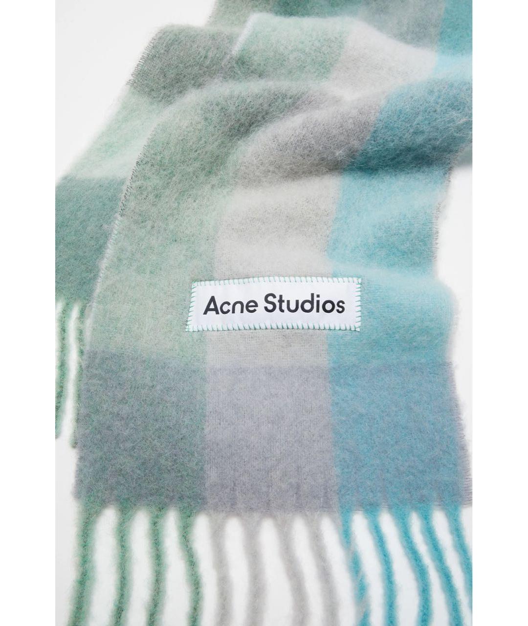 ACNE STUDIOS Бирюзовый шерстяной шарф, фото 3