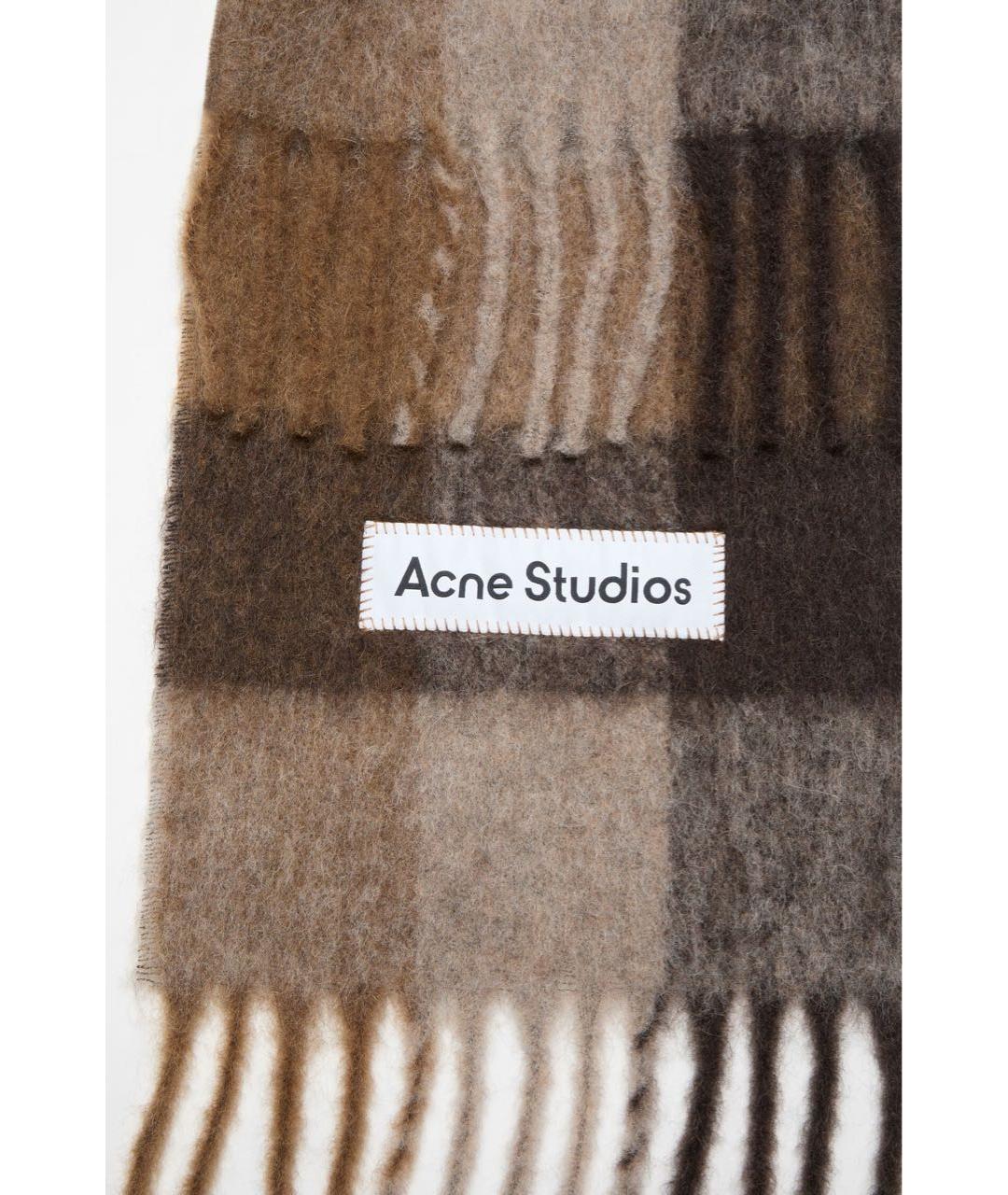 ACNE STUDIOS Коричневый шерстяной шарф, фото 3