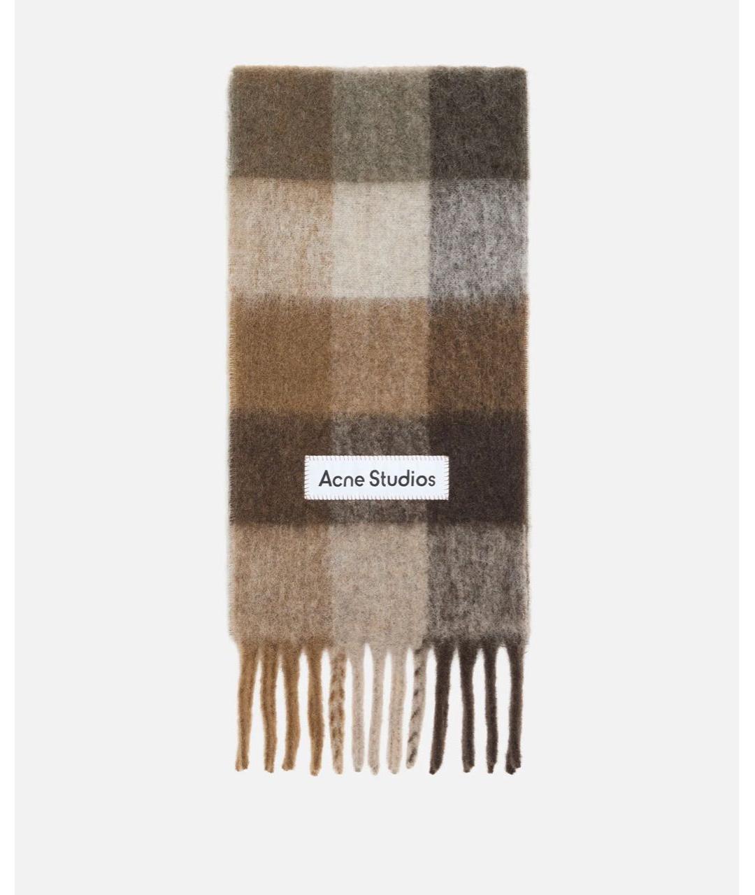 ACNE STUDIOS Коричневый шерстяной шарф, фото 5