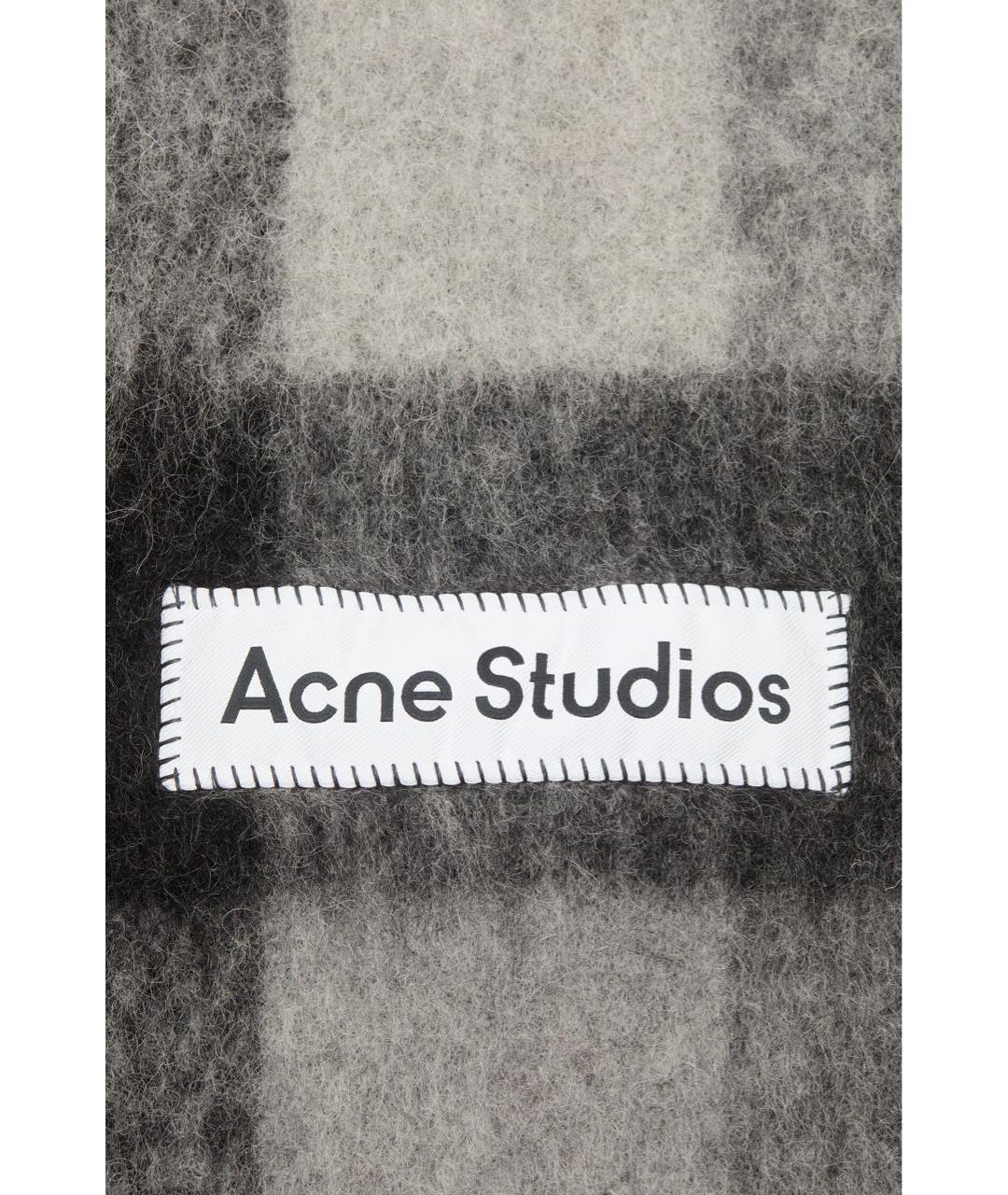 ACNE STUDIOS Серый шерстяной шарф, фото 4