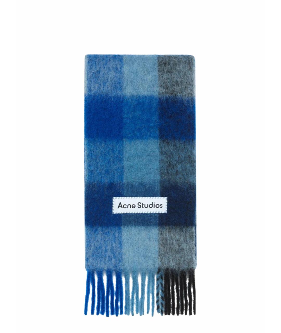 ACNE STUDIOS Синий шерстяной шарф, фото 1