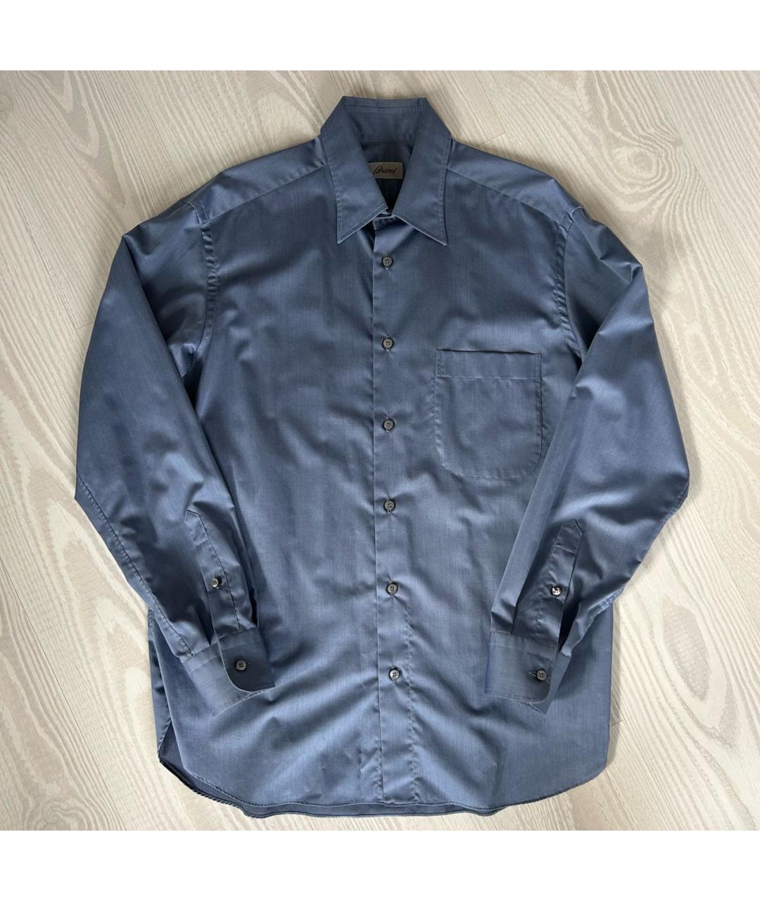 BRIONI Синяя хлопковая классическая рубашка, фото 7