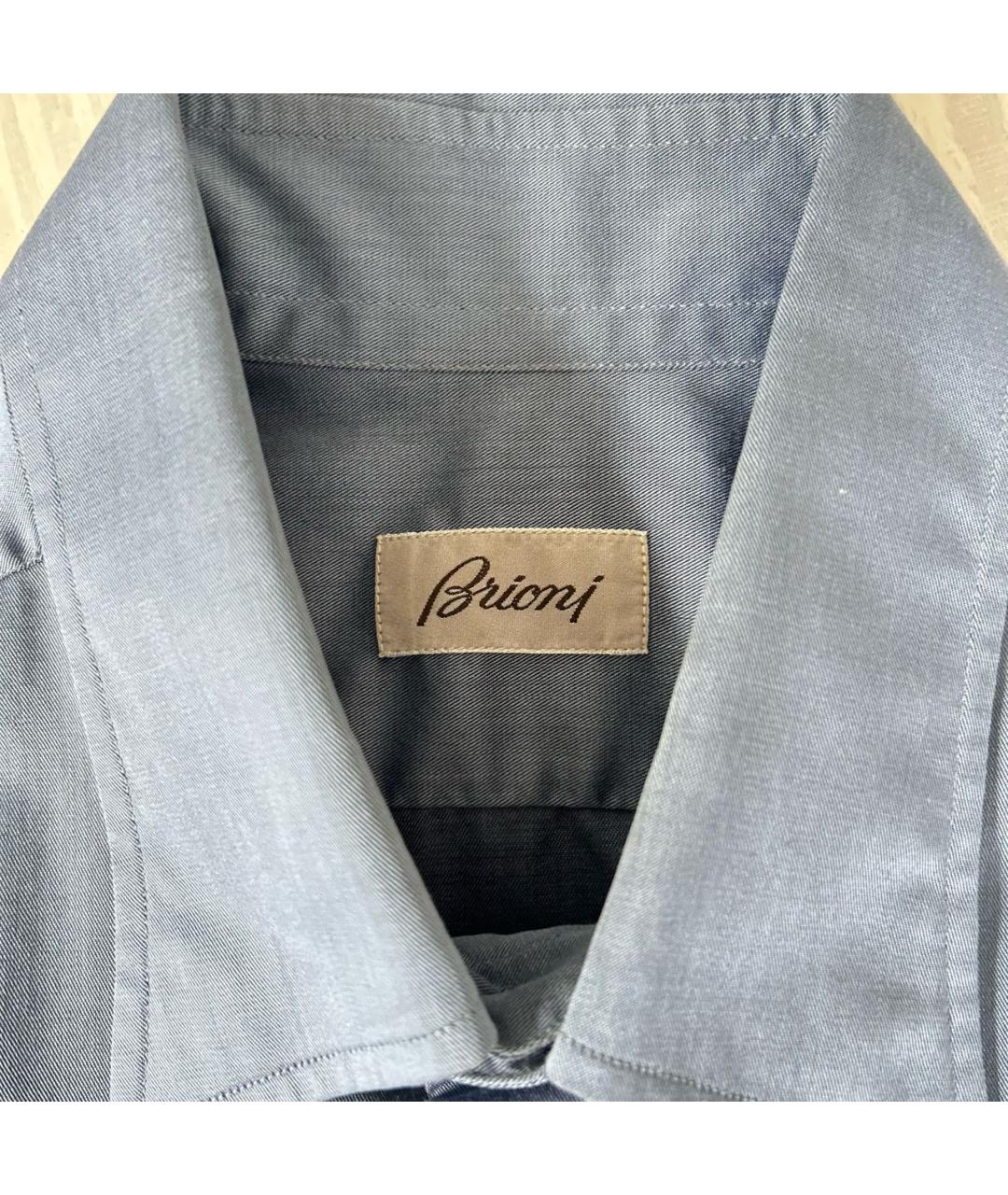 BRIONI Синяя хлопковая классическая рубашка, фото 3