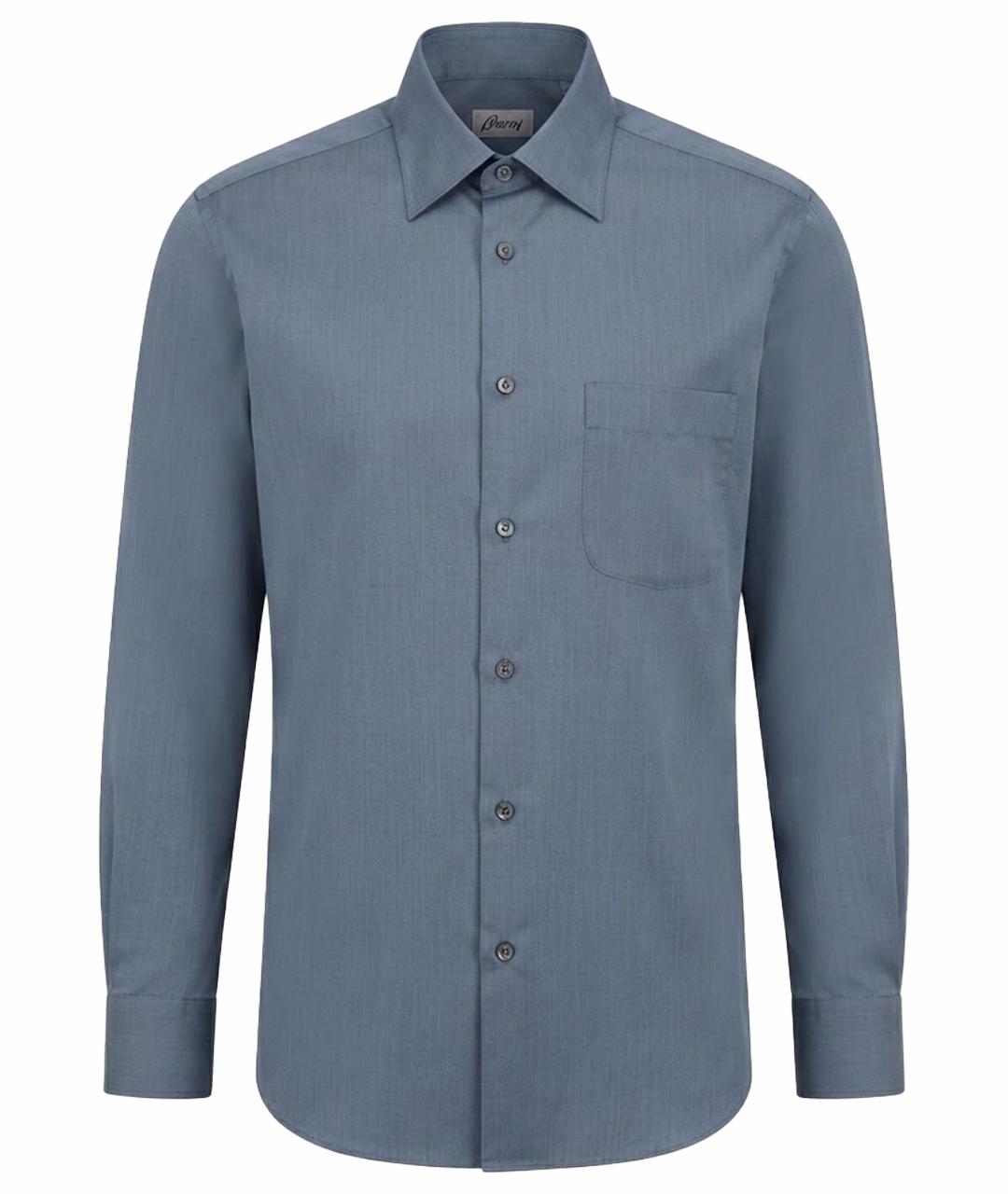 BRIONI Синяя хлопковая классическая рубашка, фото 1