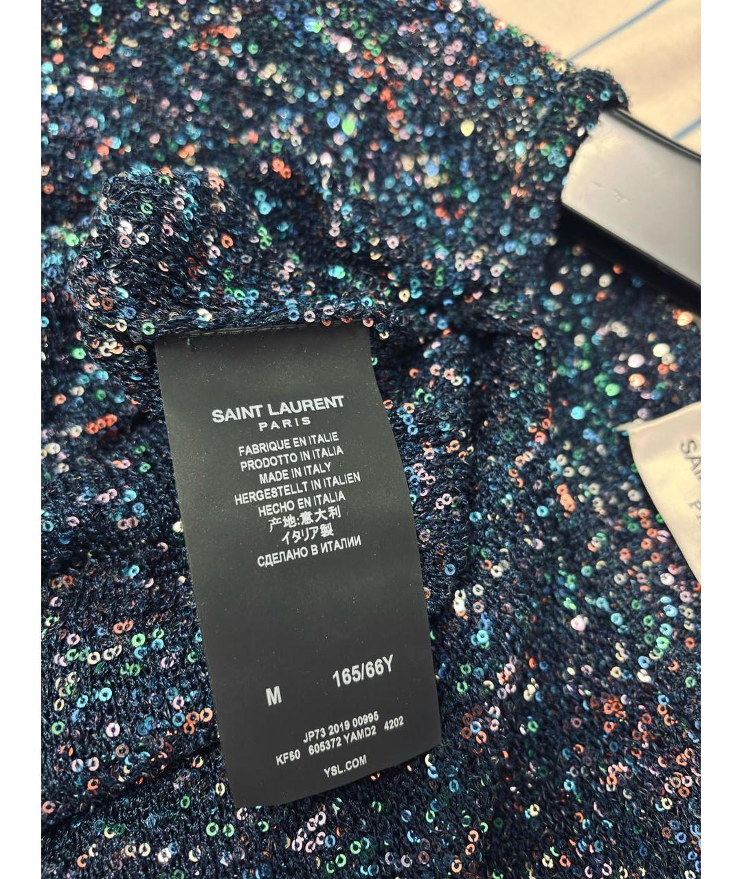SAINT LAURENT Темно-синее вискозное коктейльное платье, фото 5