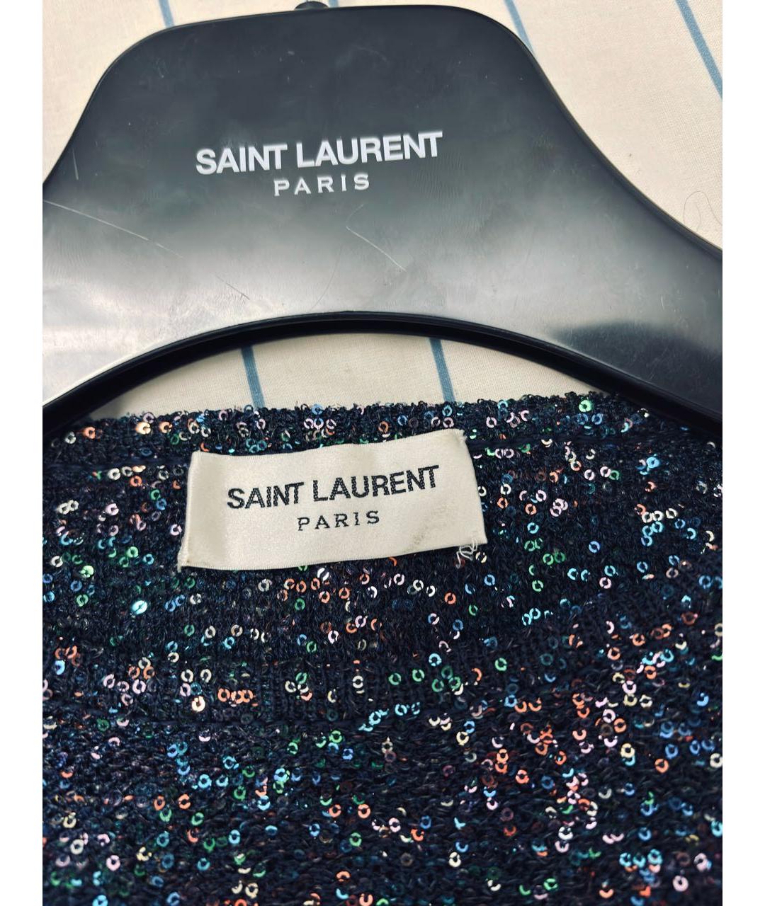 SAINT LAURENT Темно-синее вискозное коктейльное платье, фото 3