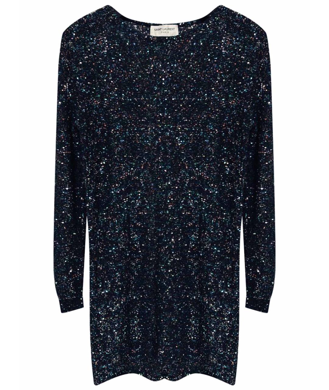 SAINT LAURENT Темно-синее вискозное коктейльное платье, фото 1