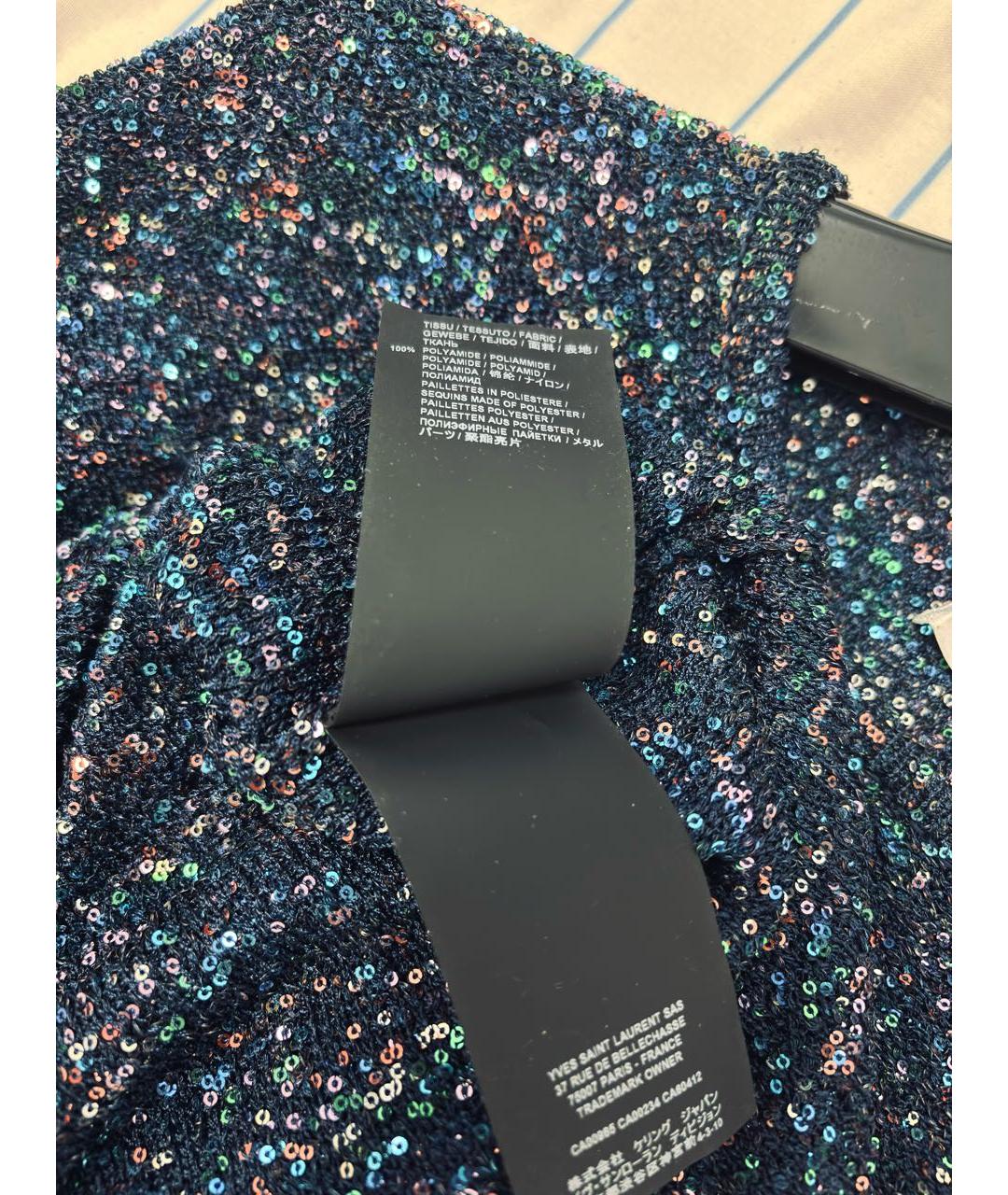 SAINT LAURENT Темно-синее вискозное коктейльное платье, фото 7