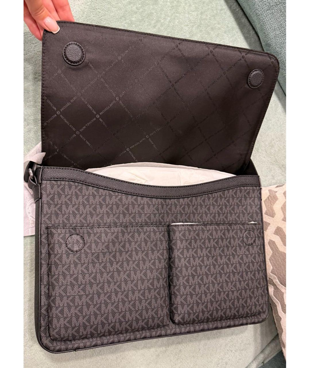 MICHAEL KORS Черный портфель из канвы, фото 4