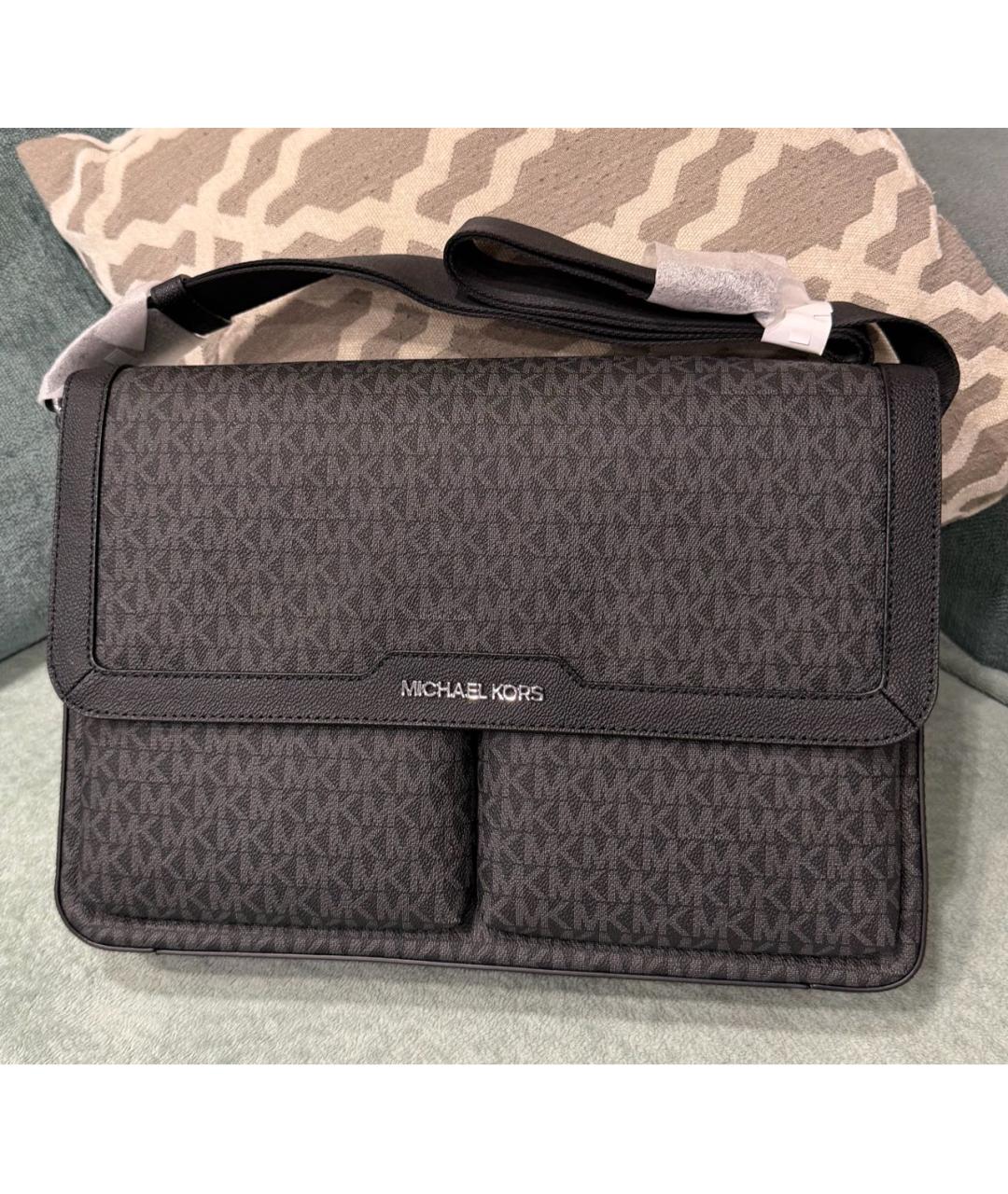 MICHAEL KORS Черный портфель из канвы, фото 2