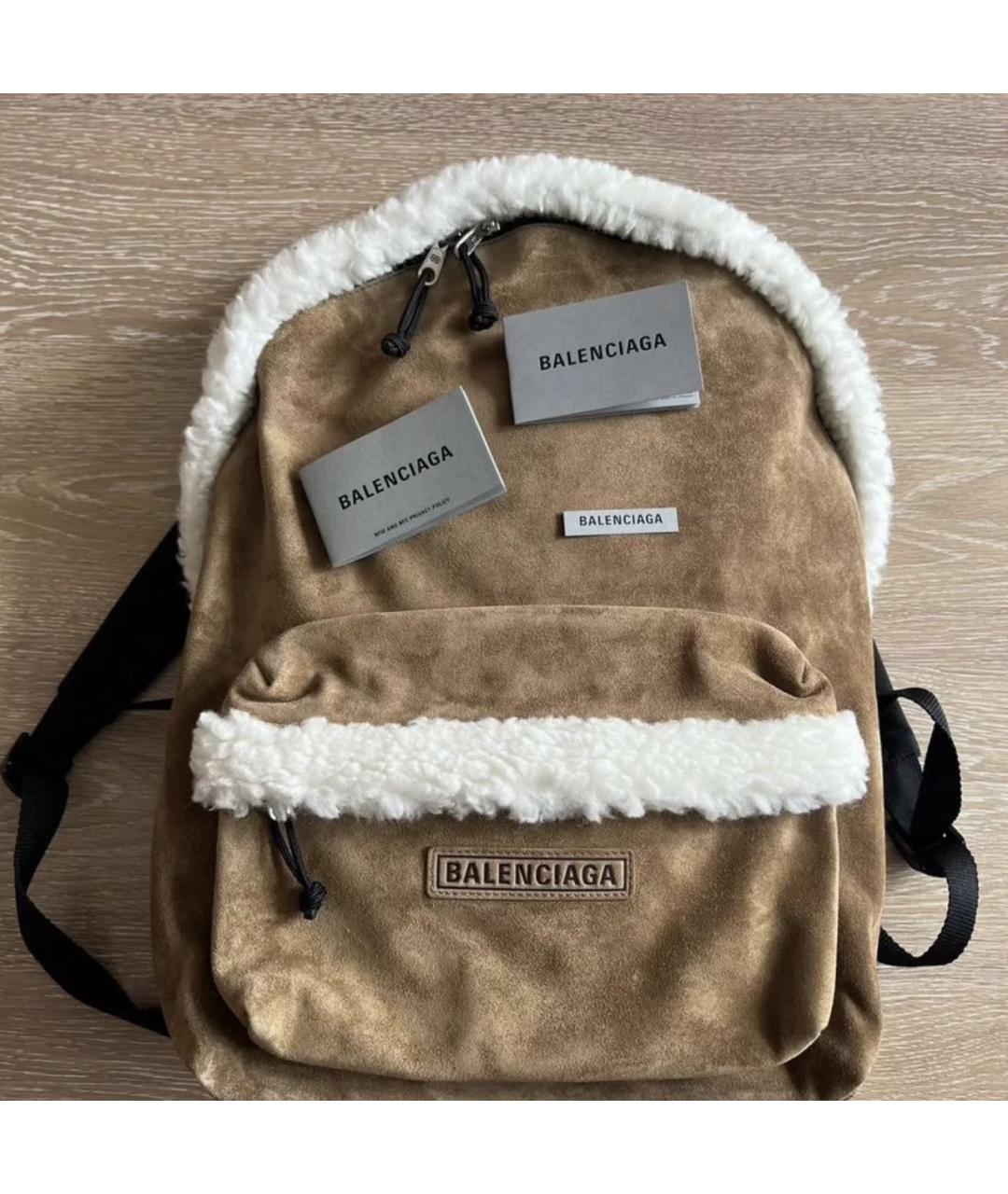 BALENCIAGA Коричневый замшевый рюкзак, фото 2