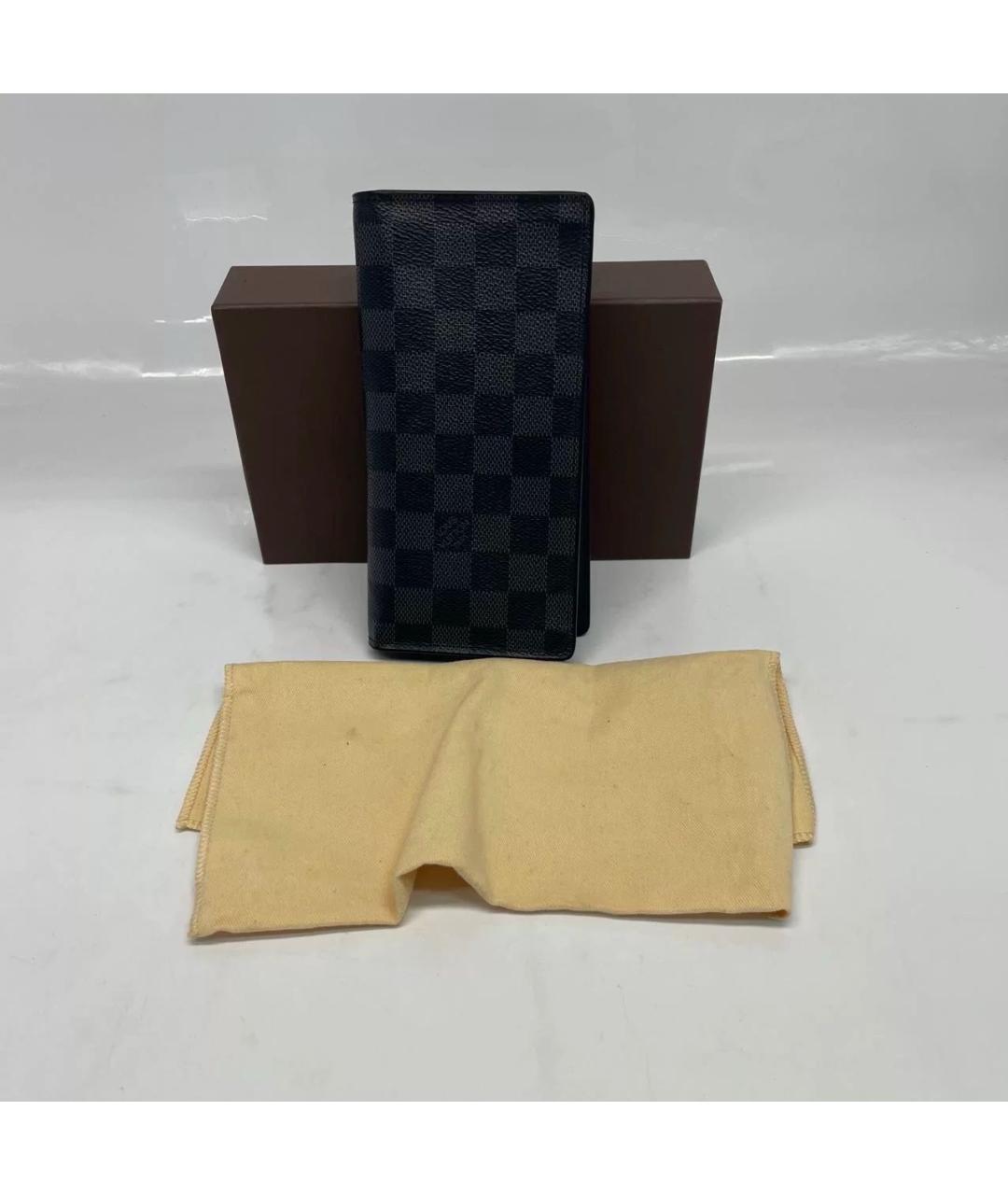 LOUIS VUITTON Черный кожаный кошелек, фото 7