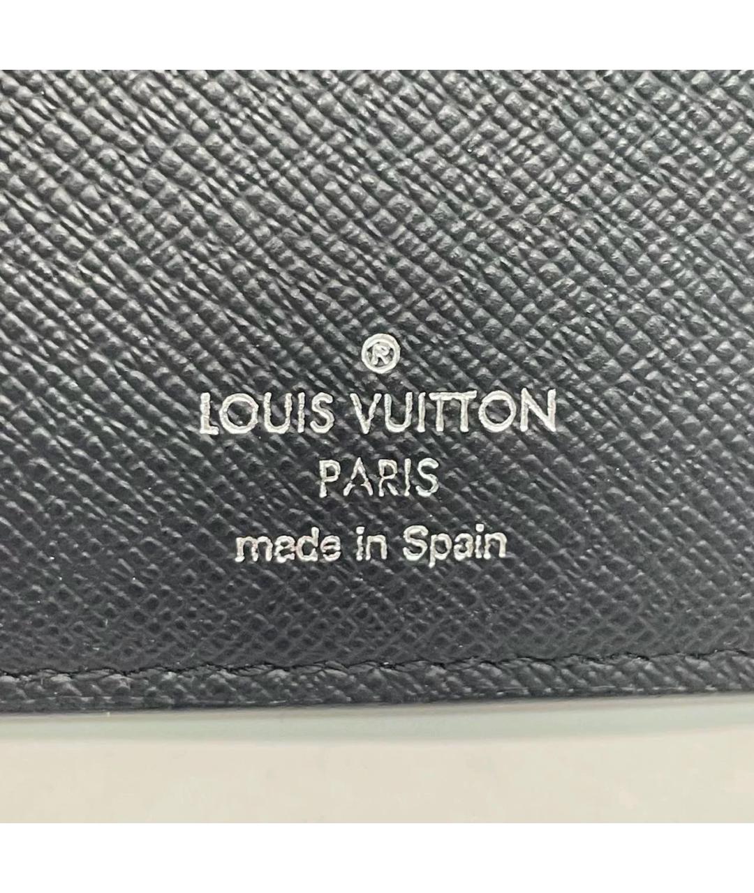 LOUIS VUITTON Черный кожаный кошелек, фото 4